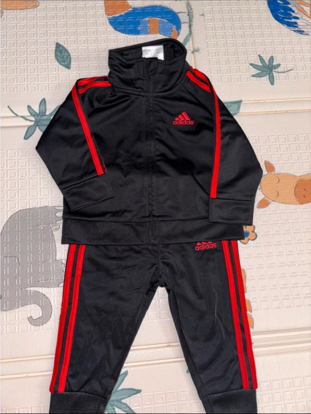 adidas Black Jacket with Red Accent Stitching